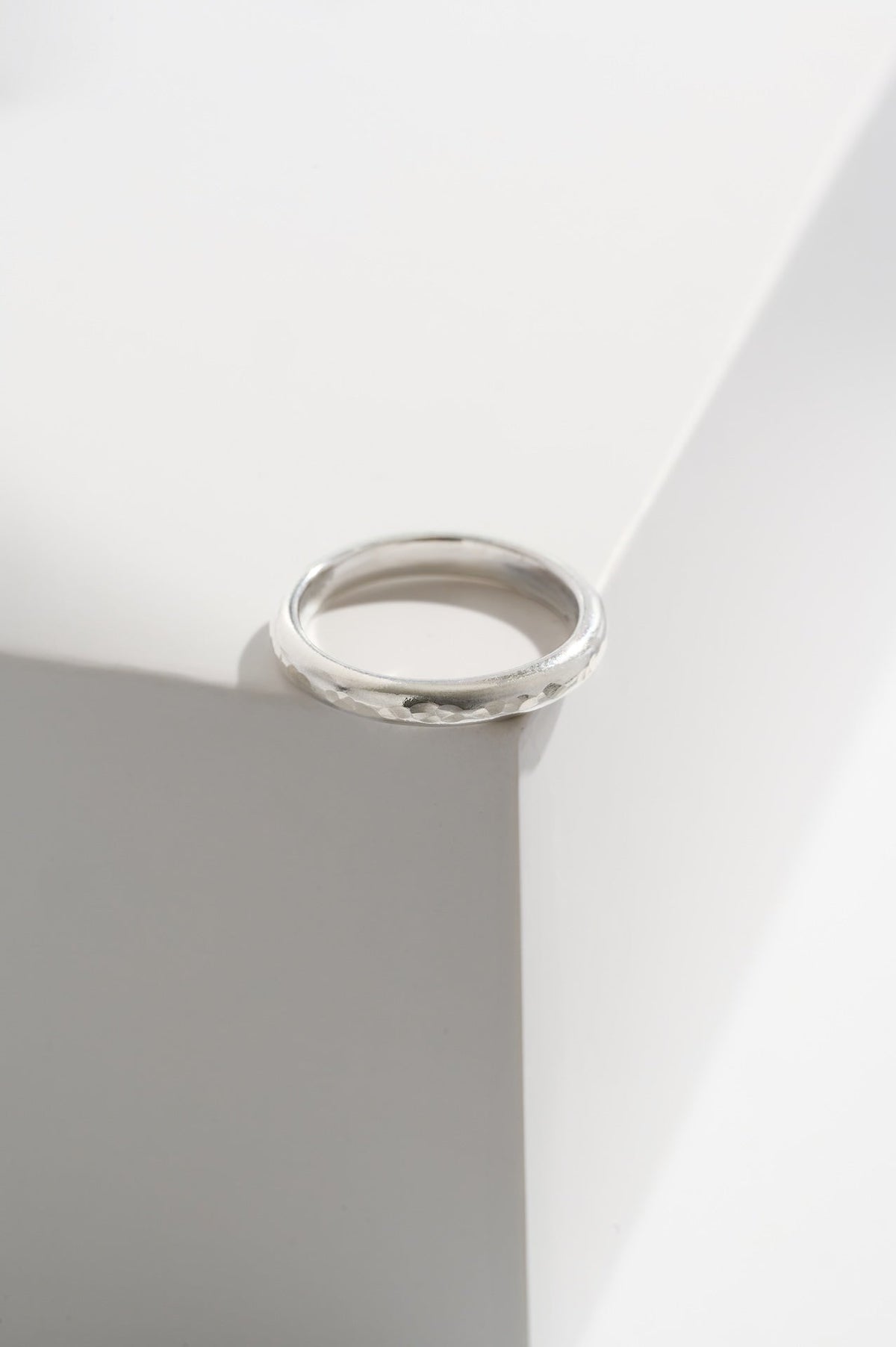 Sterling silver textured stacking ring by Liz Lloyd Jewellery