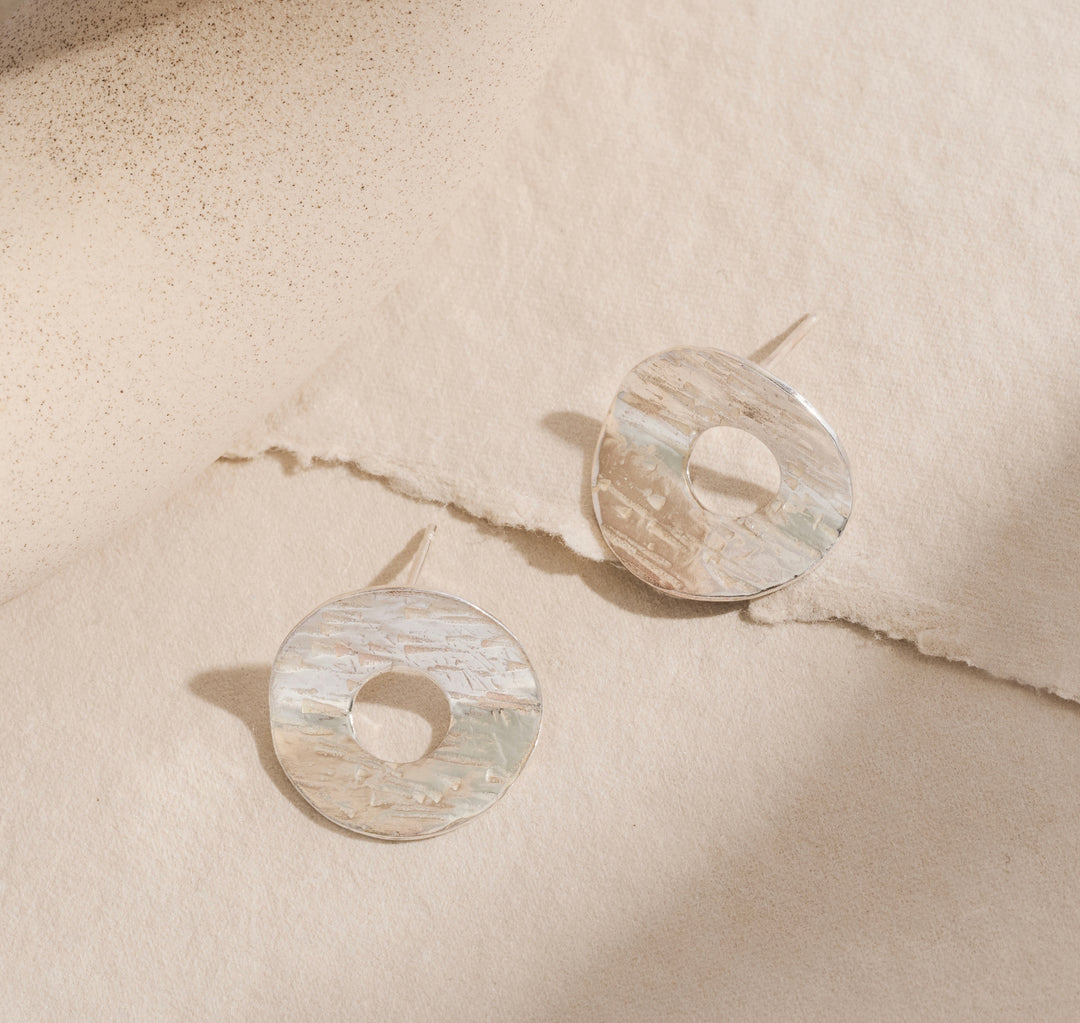 Sterling silver textured wave earrings