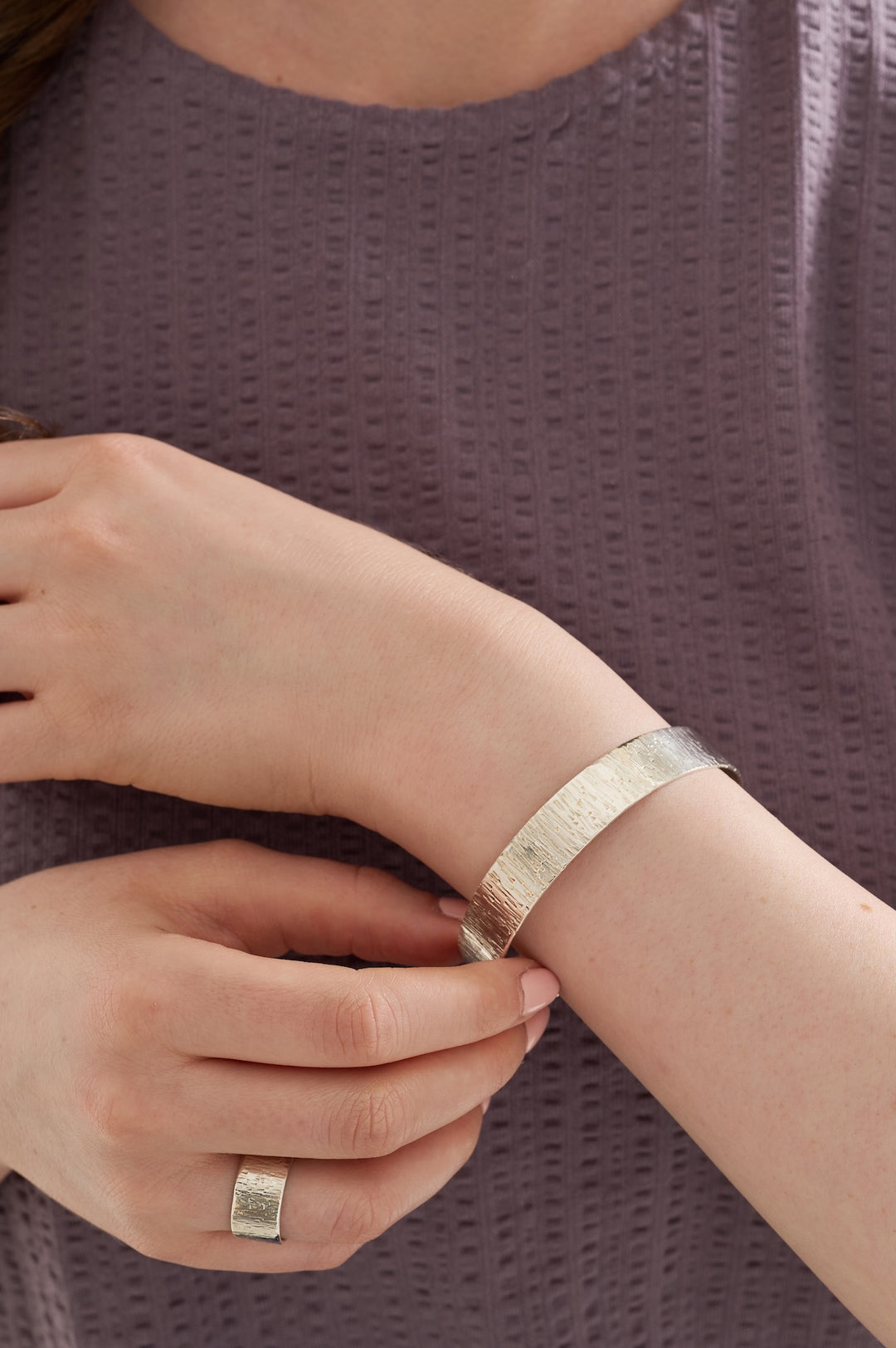 Sterling silver textured bangle