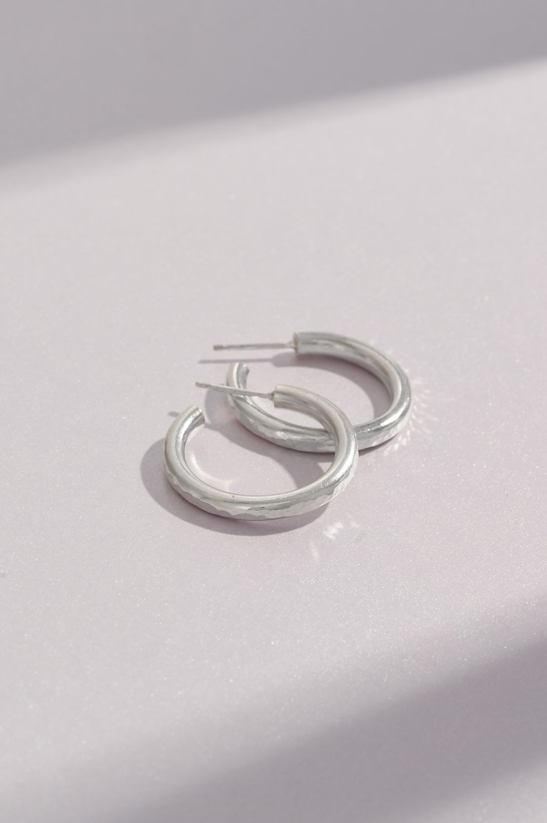 Sterling silver textured hoops